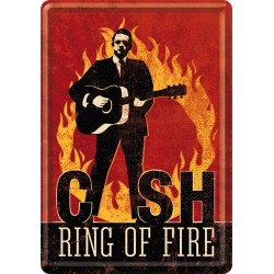 Placa metalica - Johnny Cash - Ring of Fire - 10x14 cm